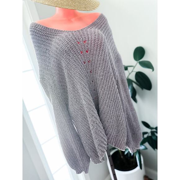 Whispering Meadow Mist dreamy slouchy soft chenille knit oversized sweater - Picture 3 of 4